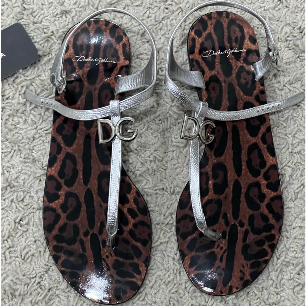 Dolce & Gabbana leather top,rubber bottom sandals